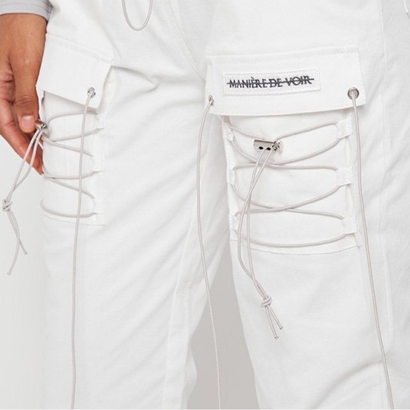 Maniere De Voir Cargo Pants With Bungee Cord White - Picture 3 of 11